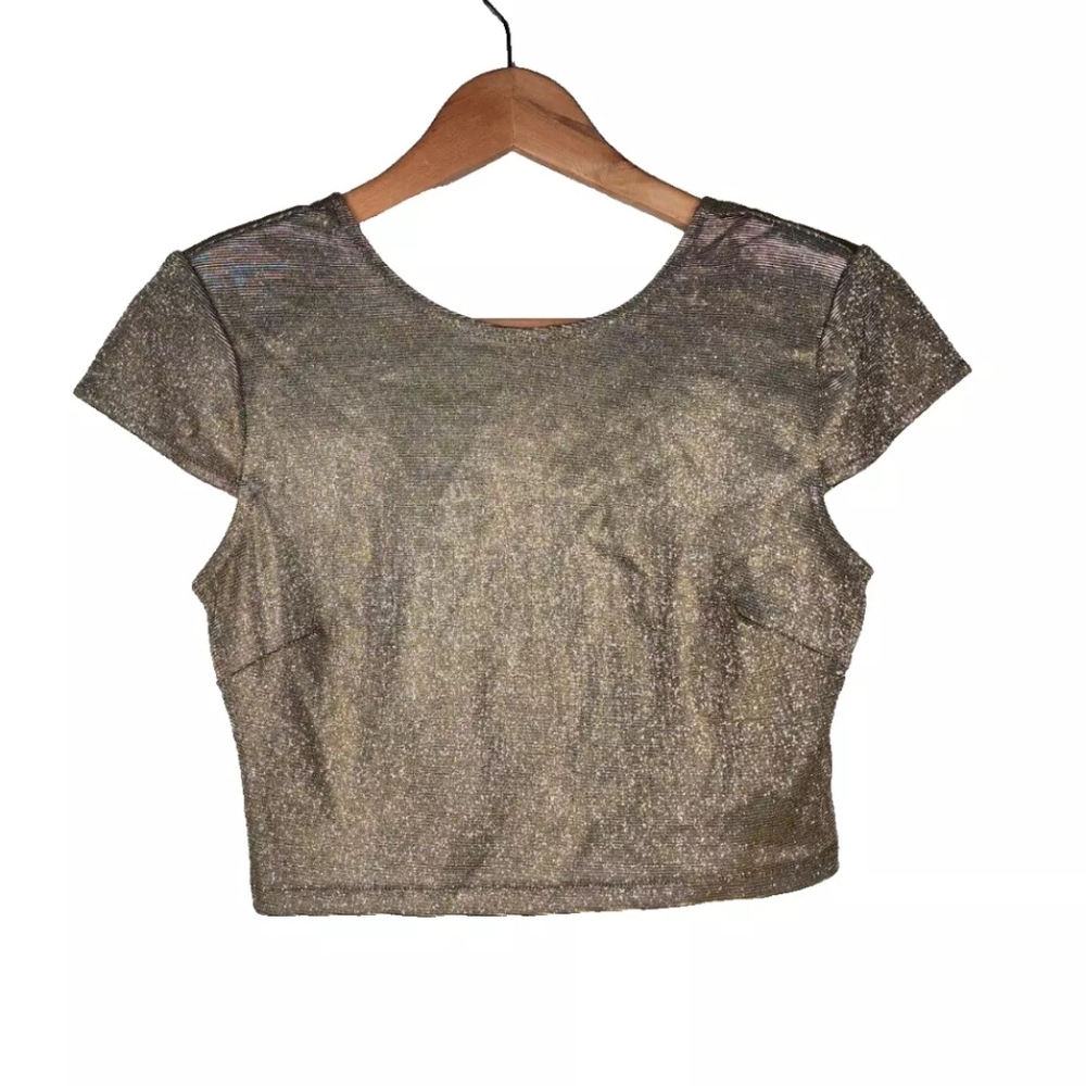 Forever 21 Metallic Pewter Crop Top Size S